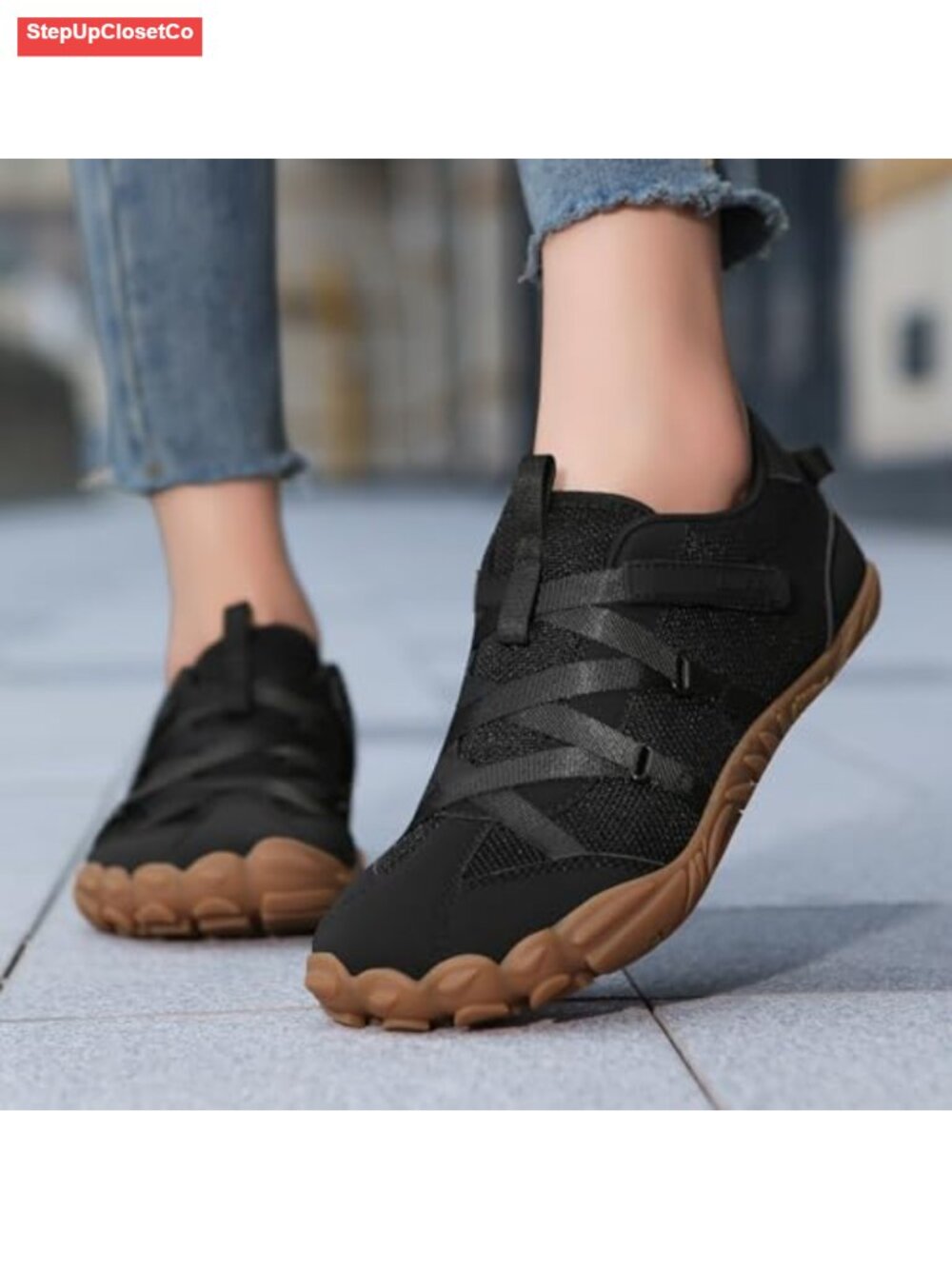 Women's Barefoot Shoes Wide Toe Box Zero Drop Hook & Loop Sneakers Lightweight - Picture 4 of 6